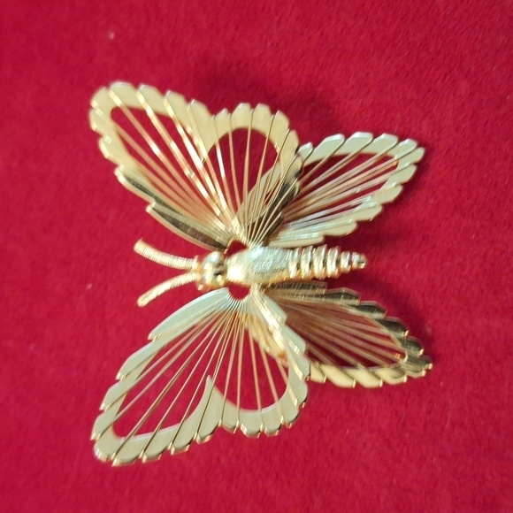 Monet Jewelry - Vintage Monet butterfly brooch gold tone wire wings insect moth jewelry pin
